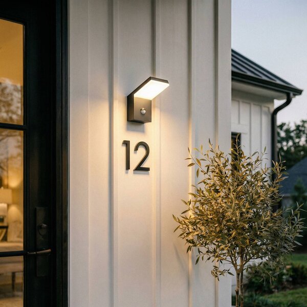 Arcchio applique da esterni LED Yolena, sensore, antracite, alluminio Yolena, Nero, Alluminio, Moderno