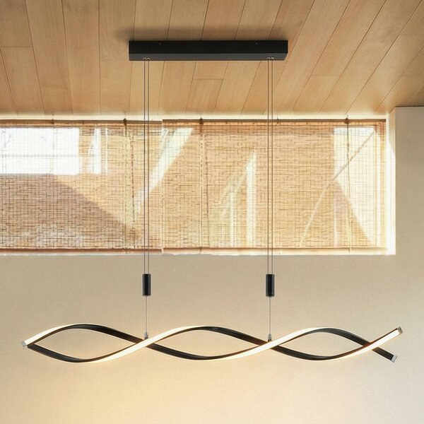 Lampada LED a sospensione Welina di Lindby, nera, in ferro, regolabile dimmerabile, Nero, Soggiorno / Sala da pranzo, Metallo, Moderno