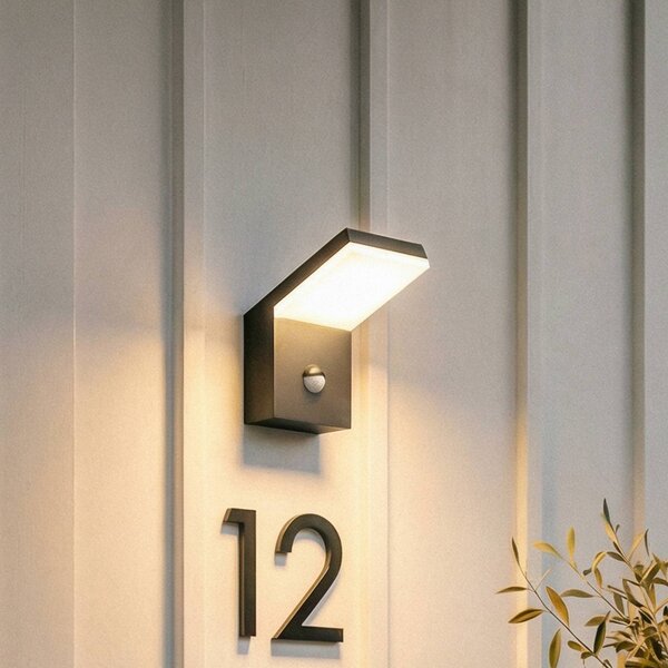Arcchio applique da esterni LED Yolena, sensore, antracite, alluminio Yolena, Nero, Alluminio, Moderno