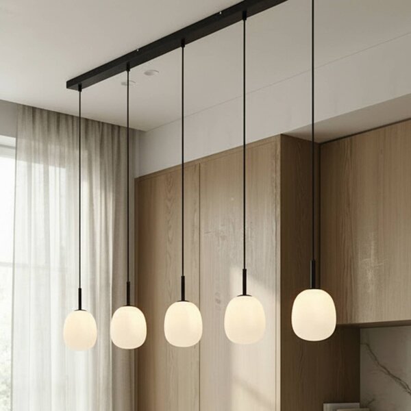 Lampada a sospensione in vetro Etiena Lindby, dimmerabile, Nero, Soggiorno / Sala da pranzo, Vetro, Moderno, Lampada a sospensione
