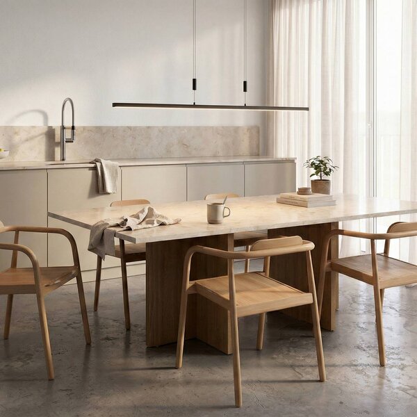 Lampada LED a sospensione Arneja di Lindby, nera, CCT, regolabile in altezza dimmerabile, Nero, Soggiorno / Sala da pranzo, Alluminio, Moderno