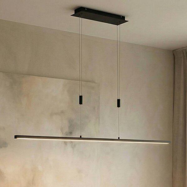 Lampada LED a sospensione Arneja di Lindby, nera, CCT, regolabile in altezza dimmerabile, Nero, Soggiorno / Sala da pranzo, Alluminio, Moderno