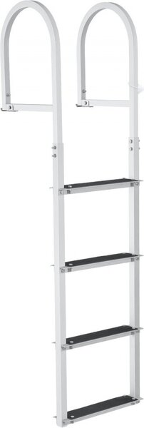 Scaletta 4 gradini rimovibili - portata 227 kg - scaletta in lega di alluminio per barche a pontone - gradini larghi 8 cm - tappetino in gomma antiscivolo - per barche, laghi, piscine e oceani