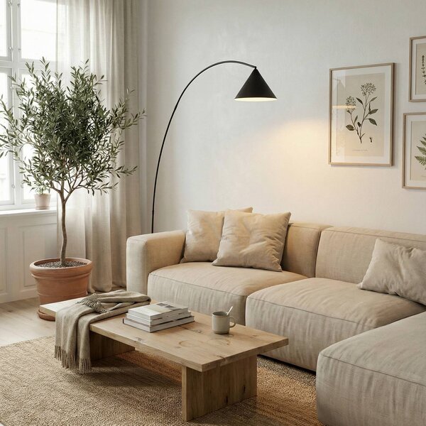 Lampada da terra Triangolo Lindby, Nero, Soggiorno / Sala da pranzo, Metallo, Moderno, Lampada da terra