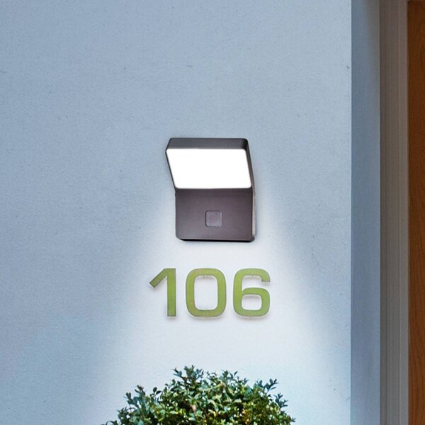 OSRAM LED-Sensor-applique da esterni LED ENDURA STYLE WIDE grigio scuro, Alluminio / Grigio / Zincato, Alluminio, Moderno