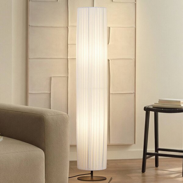 Lampada da terra Virelle Lindby, Bianco / Opale, Soggiorno / Sala da pranzo, Tessuto / Stoffa / Seta, Lampada da terra