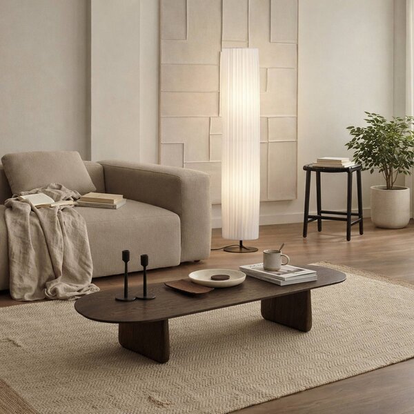 Lampada da terra Virelle Lindby, Bianco / Opale, Soggiorno / Sala da pranzo, Tessuto / Stoffa / Seta, Lampada da terra