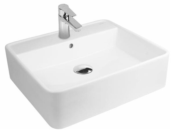 OLTENS, lavabo da appoggio rettangolare, 50,5 x 46 cm, con foro per rubinetto