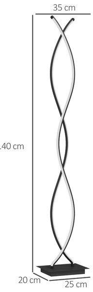 HOMCOM Lampada da Terra LED a Doppia Spirale, Lampada da Salotto con Luminosità Regolabile, Interruttore a Pedale, Nero | Aosom Italy