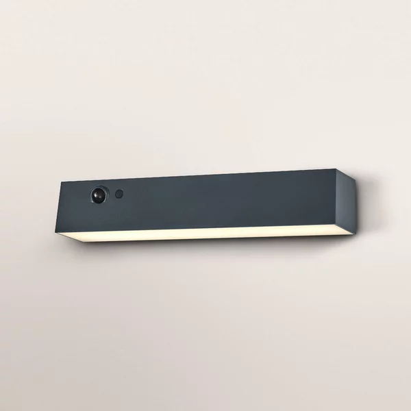 OSRAM Applique solare ENDURA STYLE SHORE, grigia, sensore, IP54 dimmerabile, Alluminio / Grigio / Zincato, Plastica, Moderno, Applique da esterni