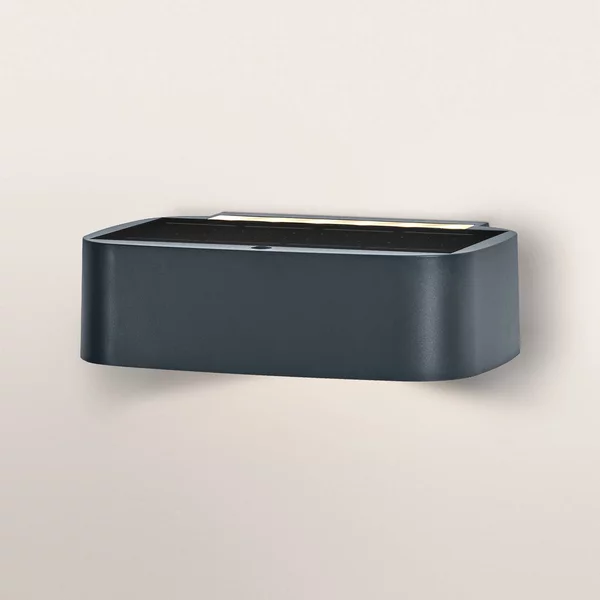 OSRAM Applique solare ENDURA STYLE UPDOWN, grigia, sensore IP65 dimmerabile, Alluminio / Grigio / Zincato, Plastica, Moderno, Applique da esterni