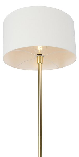 Lampada da terra ottone con paralume bianco 50 cm - Simplo