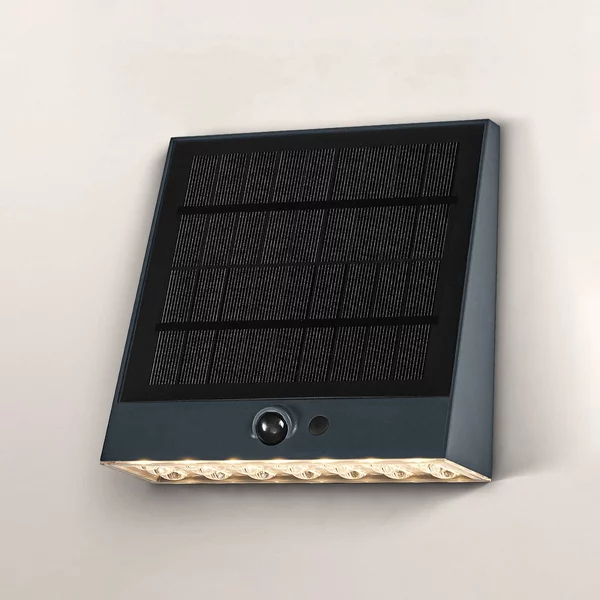OSRAM Applique solare ENDURA STYLE FIN, grigia, sensore, IP54 dimmerabile, Alluminio / Grigio / Zincato, Plastica, Moderno, Applique da esterni