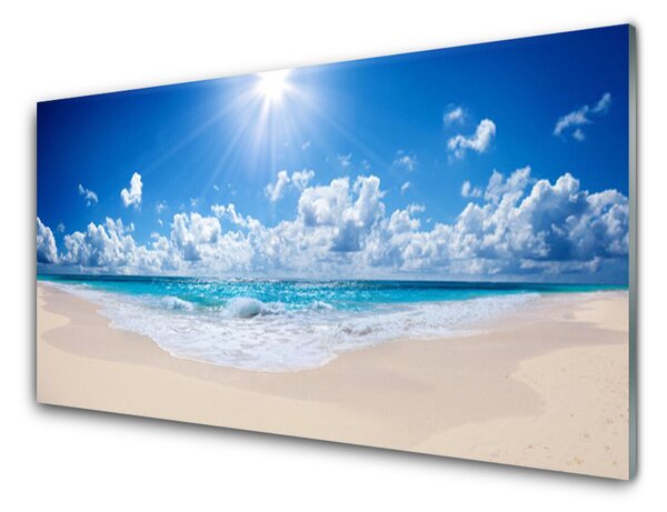 Quadro in vetro Spiaggia mare sole paesaggio 100x50 cm