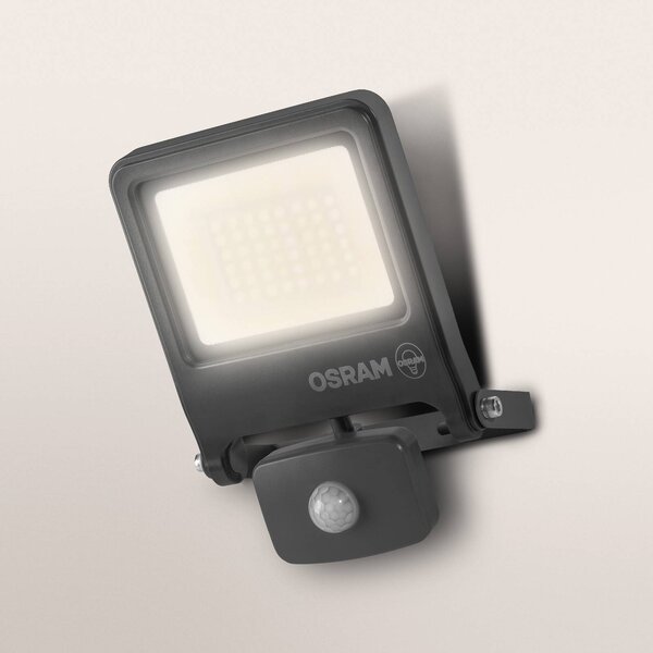 OSRAM Faretto da esterno ENDURA FLOOD, grigio, sensore 30 W 830 IP44 FLOOD, Alluminio / Grigio / Zincato, Alluminio
