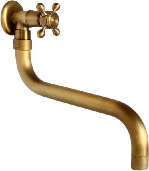 Rubinetto in ottone antico, rubinetto girevole a parete per lavabo a 180°, rubinetto per acqua fredda per bagno, giardino, piscina, esterno, SL-0602 Long