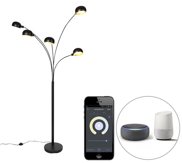 Lampada da terra intelligente nera a 5 luci con Wi-Fi B35 - anni Sessanta