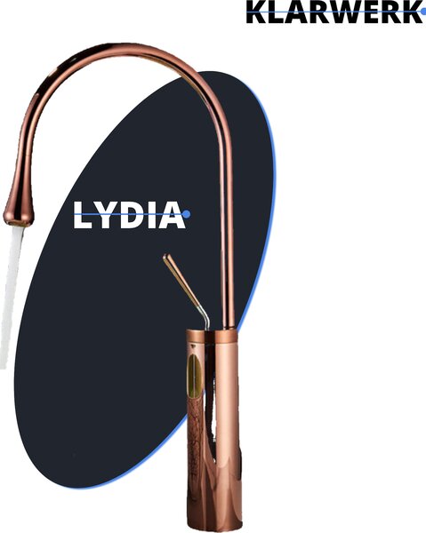 Lydia | rubinetto da bagno Hotel Rosegold | rubinetto in acciaio inox per lavabi alti | miscelatore 2 attacchi | rubinetto alta pressione alta | bagno