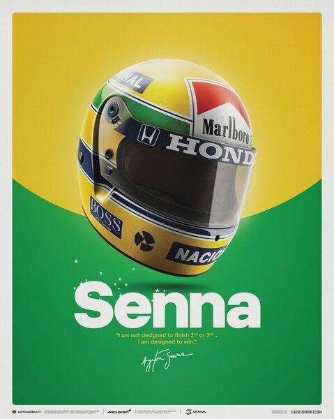 Stampa d'arte Ayrton Senna - Helmet - San Marino Gp - 1988, (40 x 50 cm)
