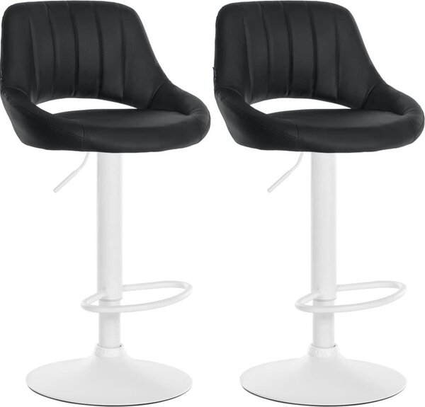 Set con 2 sgabelli da bar regolabili - sedute in Pelle finta - girevoli a 360° | Colore: nero | Materiale base: metallo bianco opaco