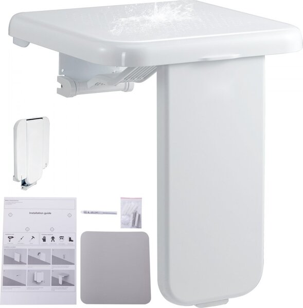 Sedile da doccia pieghevole in ABS - 15,7 x 16,7 pollici - panca da doccia a parete - portata 200 kg - doccia confortevole per anziani e persone con mobilità limitata