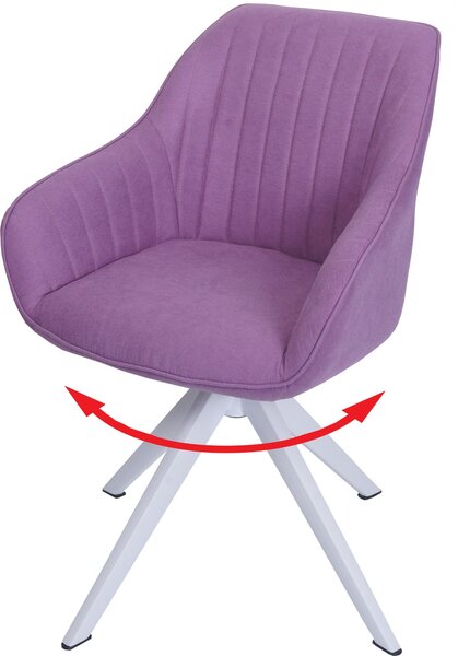 Sedia da pranzo HWC-K27, sedia da cucina Sedia con braccioli, girevole tessuto/tessuto ~ viola