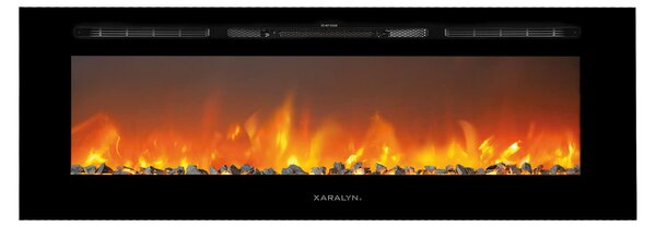 Stufa elettrica da incasso da 1400 Watt - Montaggio a parete - Metallo e vetro - Colore nero - Stufa di design