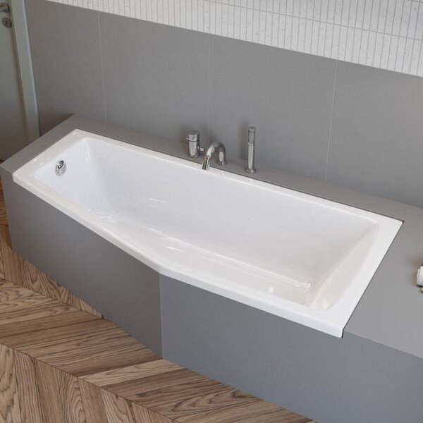 Vasca da bagno a pavimento Gina, salvaspazio, 170 x 75 cm, angolo a destra