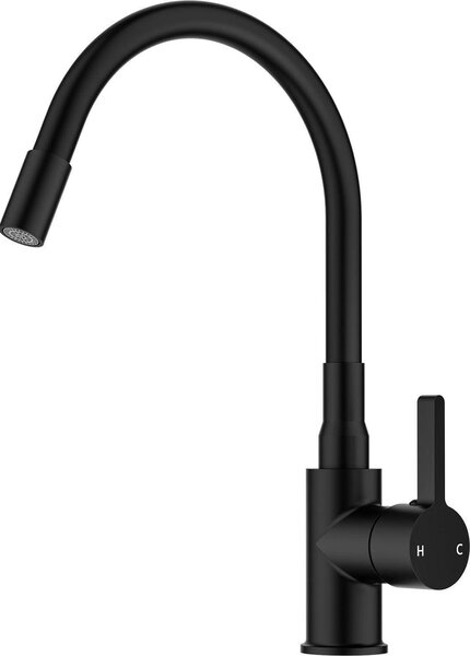 FORIOUS Rubinetto flessibile nero ruotabile a 360° Rubinetto da cucina in acciaio inox
