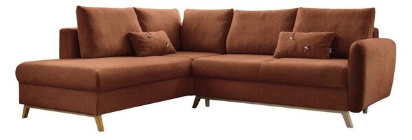 Divano letto angolare arancio mattone L, angolo sinistro Scandic Lagom - Miuform