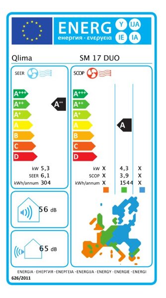 QLIMA Climatizzatore Dual Split Inverter 9000+12000 Btu Condizionatore con Pompa di calore Classe A++/A Gas R32 (Unit Interna + Unit Esterna) - S