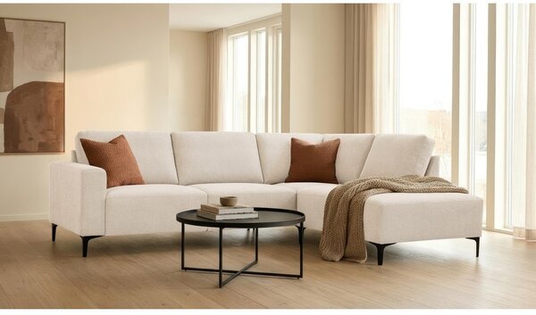Divano angolare beige (con penisola a destra/a L) con rivestimento in ciniglia Fabian – Scandic