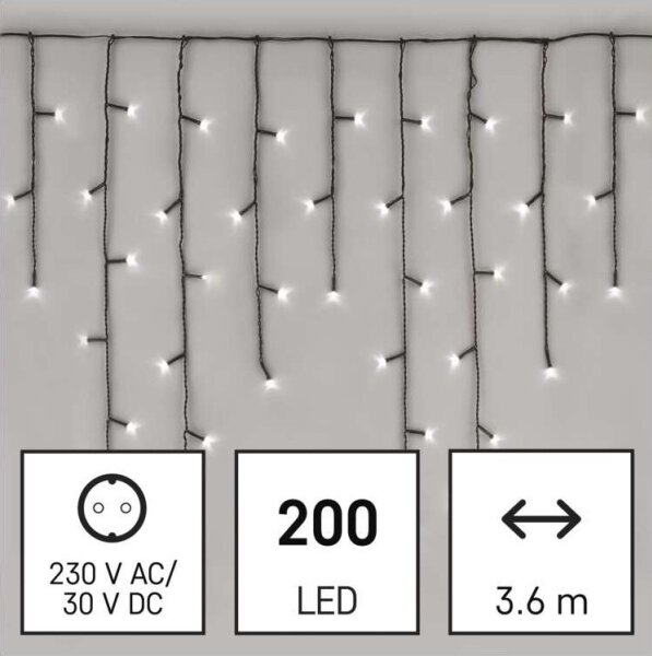 Catena LED natalizia da esterno 200xLED/8 modalità 8,6m IP44 bianco freddo