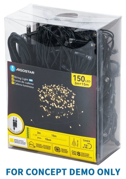 Aigostar - Catena luminosa natalizia LED per esterni 750xLED/8 funzioni 78m IP44 multicolore