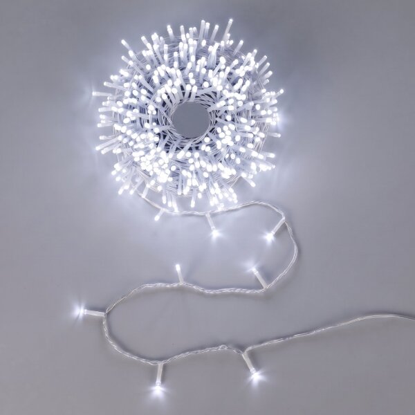 Aigostar-LED Catena luminosa natalizia da esterno 200 LED/8 funzioni 4xAA 20m IP44 bianco freddo