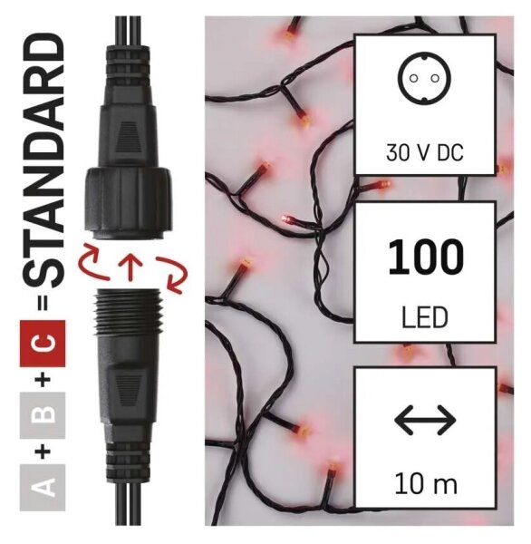 Catena LED natalizia da esterno 100xLED/10m IP44 rosso
