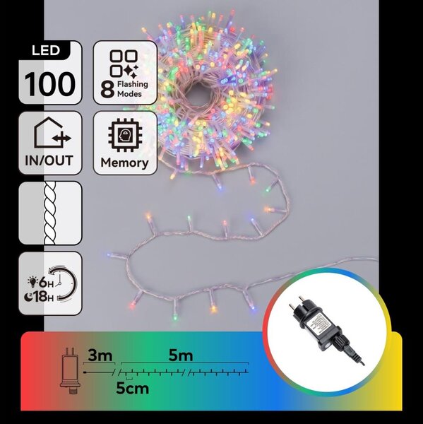 Aigostar - Catena luminosa natalizia per esterni 100xLED/8 funzioni 5,3m IP44 multicolore