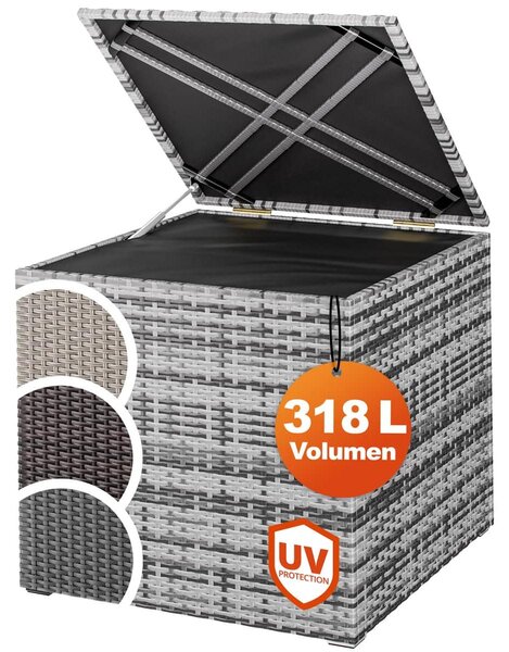 Casaria® Baule da Giardino 318 L Impermeabile 75x75x70cm Contenitore Esterno Polyrattan Grigio