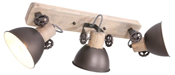 Mexlite - faretto - Gearwood - antracite - metallo legno di gomma - faretto a superficie - E27 - 2133A