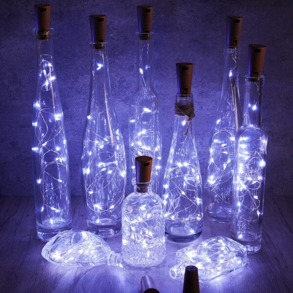 Aigostar - Catena decorativa a LED con tappo per bottiglia 20xLED/3xLR44 2m bianco freddo
