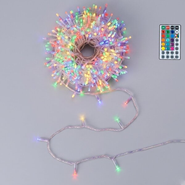 Aigostar -LED Catena luminosa natalizia da esterno 100 LED/7 funzioni 4xAA 10,3m IP44 multicolore
