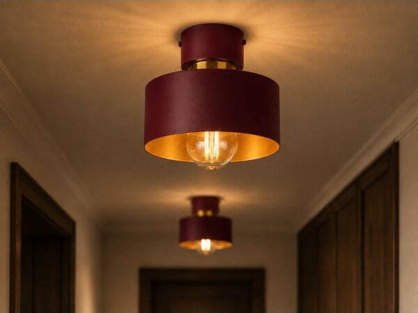 Plafoniera IGNIA 1xE27/60W/230V bordeaux/oro