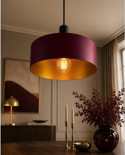 Lampada a sospensione con cavo HAKI 1xE27/60W/230V bordeaux/nero