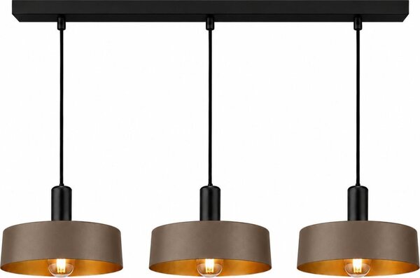 Lampadario a sospensione su cavo HAKI 3xE27/60W/230V marrone/nero