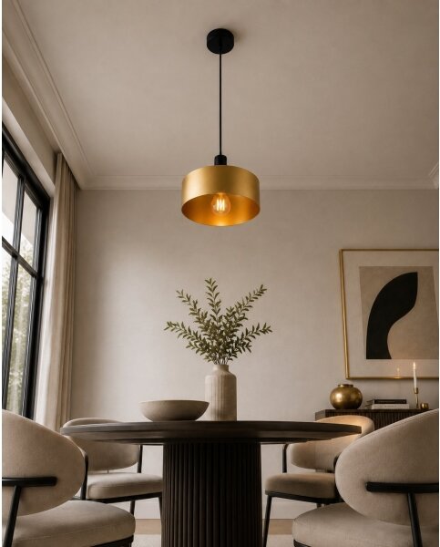 Lampadario a sospensione con cavo HAKI 1xE27/60W/230V oro/nero