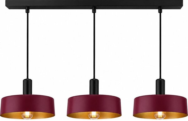 Lampadario sospeso a cavo HAKI 3xE27/60W/230V bordeaux/nero