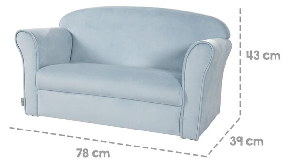 Divano per bambini azzurro con rivestimento in velluto 78 cm Lil Sofa – Roba