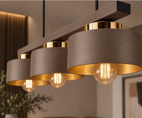 Lampadario sospeso con cavo IGNIA 3xE27/60W/230V marrone/oro