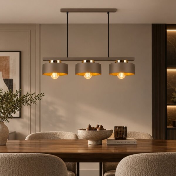 Lampadario sospeso con cavo IGNIA 3xE27/60W/230V marrone/oro