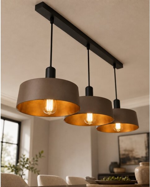 Lampadario a sospensione su cavo HAKI 3xE27/60W/230V marrone/nero